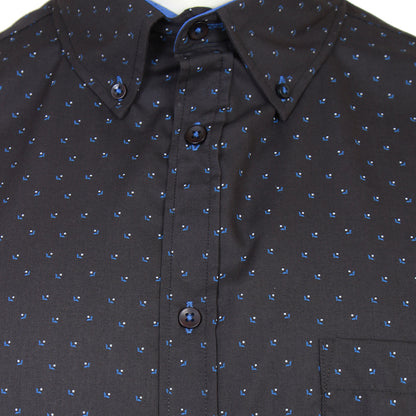 Kam Jeans Plus Size All Over Dobby Print S/S Shirt Black/Blue