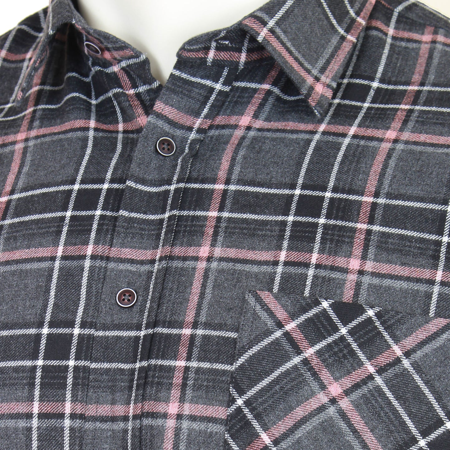 Kam Jeans Plus Size Premium Flannel Check L/S Shirt Charcoal