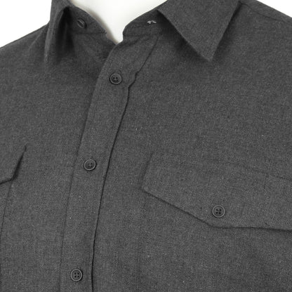 Kam Jeans Plus Size Premium Brushed Herringbone L/S Shirt Charcoal