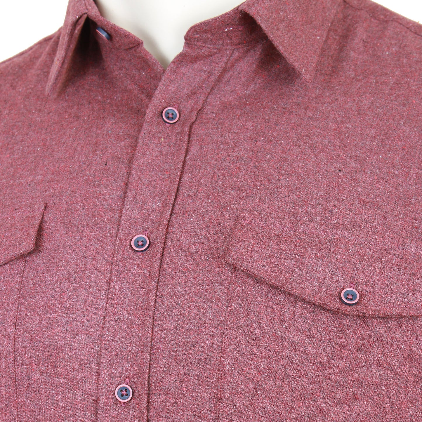 Kam Jeans Plus Size Premium Brushed Herringbone L/S Shirt Burgundy