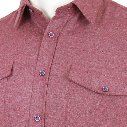 Kam Jeans Plus Size Premium Brushed Herringbone L/S Shirt Burgundy
