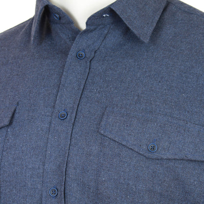 Kam Jeans Plus Size Premium Brushed Herringbone L/S Shirt Indigo