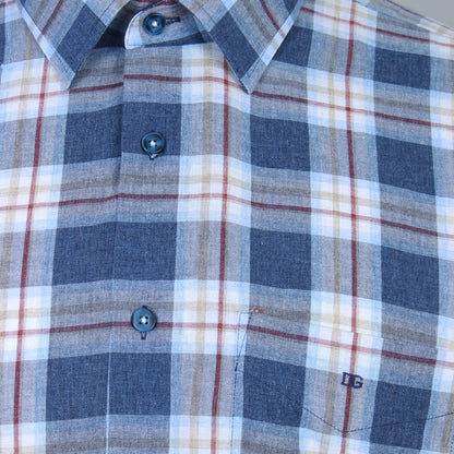 Dg’S Drifter Plus Size Marl Check Short Sleeve Shirt Navy