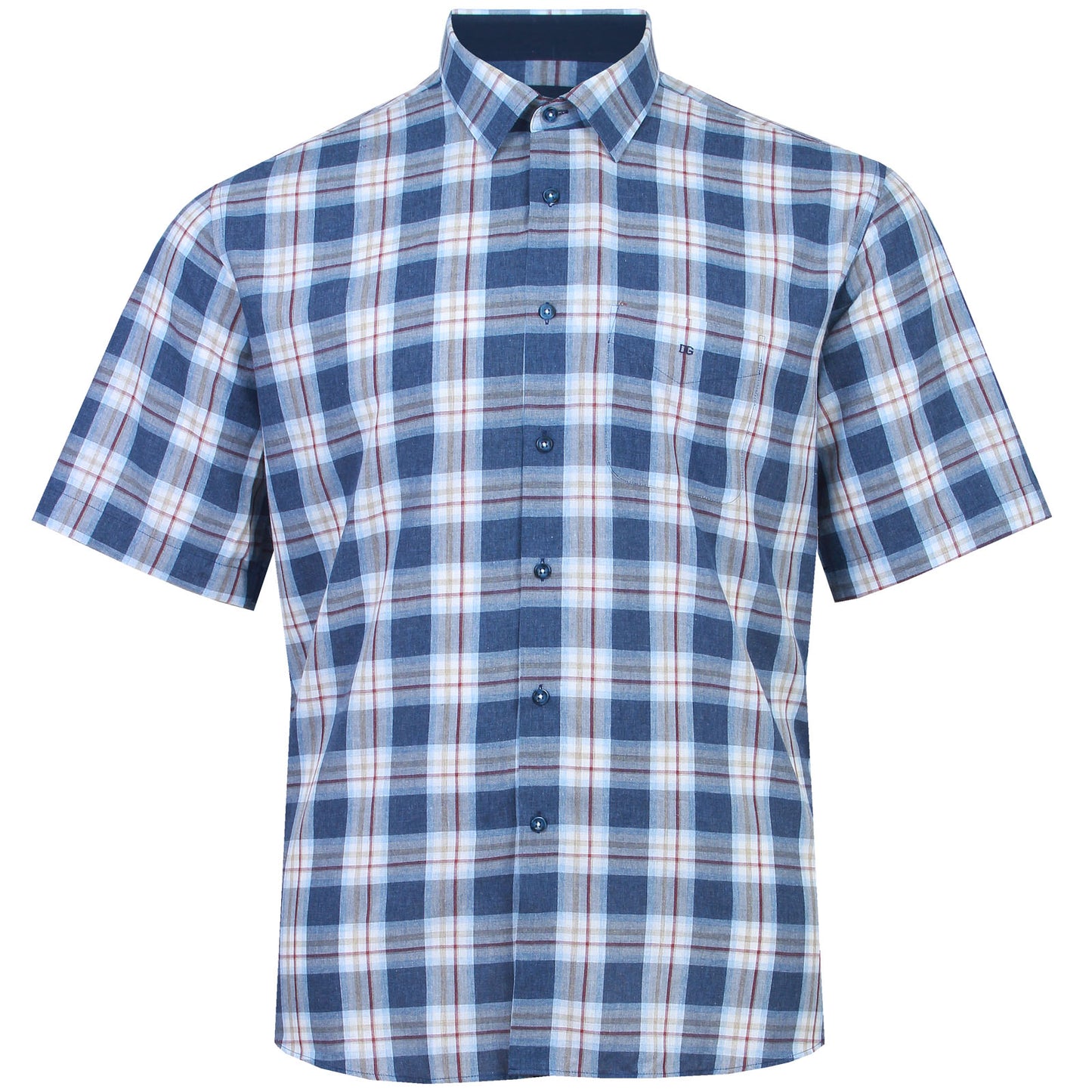 Dg’S Drifter Plus Size Marl Check Short Sleeve Shirt Navy