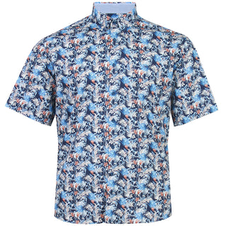 Dg’S Drifter Plus Size Flower Print Short Sleeve Shirt Navy