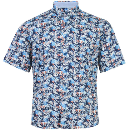 Dg’S Drifter Plus Size Flower Print Short Sleeve Shirt Navy