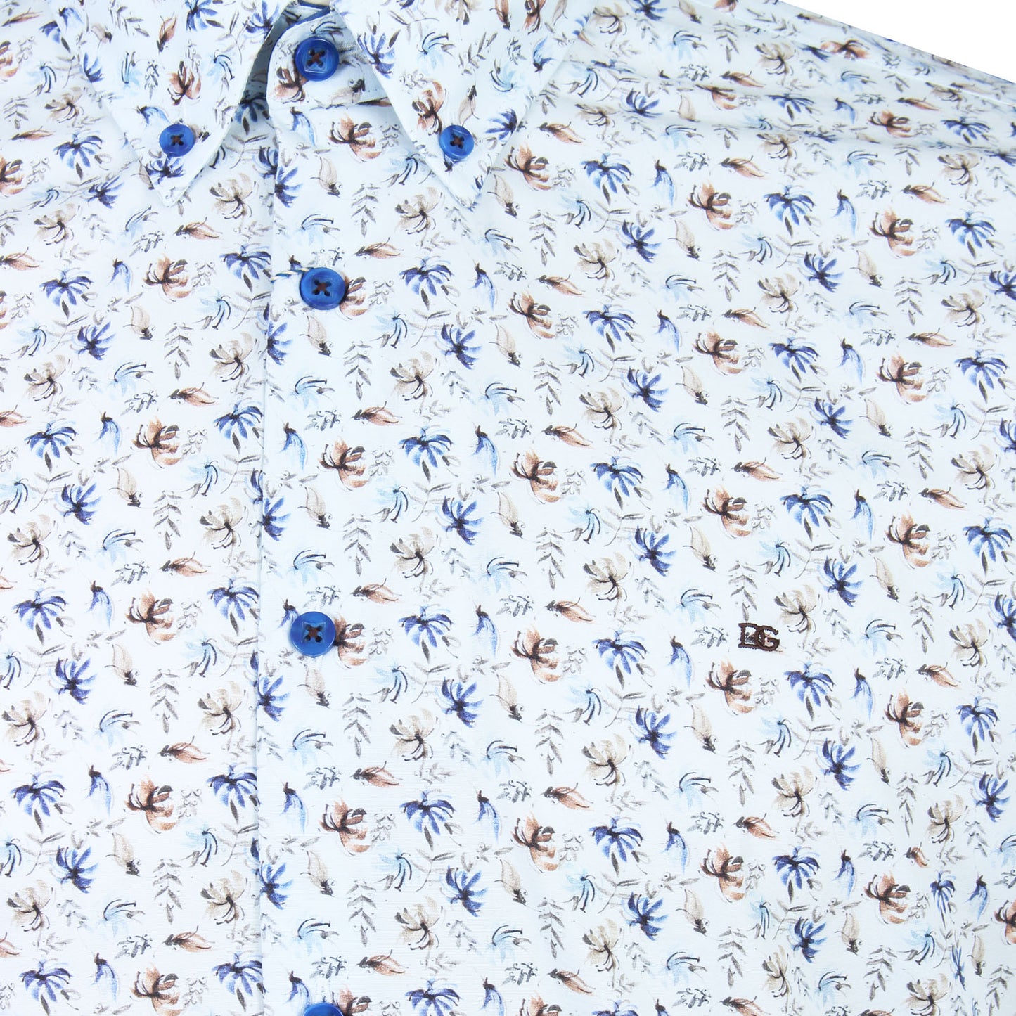 Dg’S Drifter Plus Size Leaf Print Short Sleeve Shirt Blue