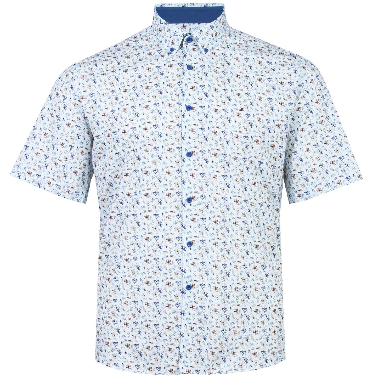 Dg’S Drifter Plus Size Leaf Print Short Sleeve Shirt Blue