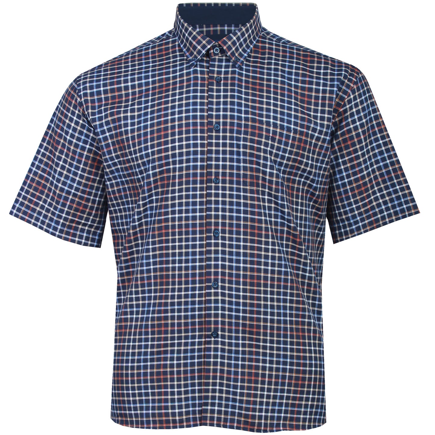 Dg’s Drifter Plus Size Multi Check Short Sleeve Shirt Navy
