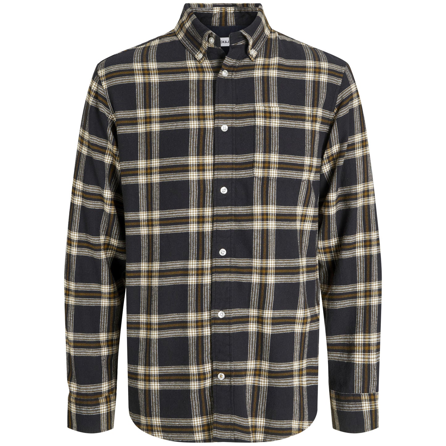 Jack & Jones Plus Size Classic Flannel Check Long Sleeve Shirt Black