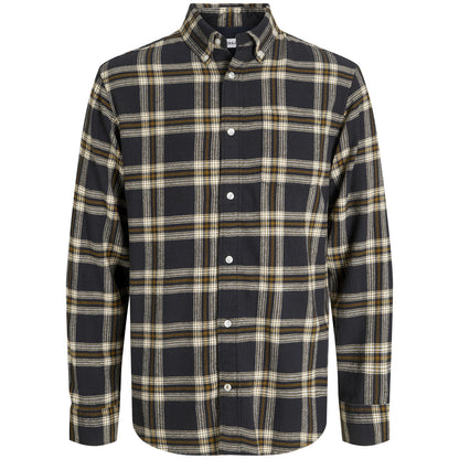 Jack & Jones Plus Size Classic Flannel Check Long Sleeve Shirt Black