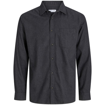Jack & Jones Plus Size Classic Melange Long Sleeve Shirt Dark Grey