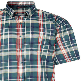 Espionage Plus Size Sh447 Check Short Sleeve Shirt Green