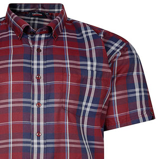 Espionage Plus Size Sh447 Check Short Sleeve Shirt Burgundy