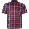 Espionage Plus Size Sh447 Check Short Sleeve Shirt Burgundy