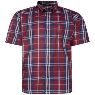Espionage Plus Size Sh447 Check Short Sleeve Shirt Burgundy