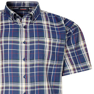 Espionage Plus Size Sh447 Check Short Sleeve Shirt Navy