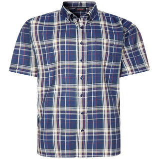 Espionage Plus Size Sh447 Check Short Sleeve Shirt Navy