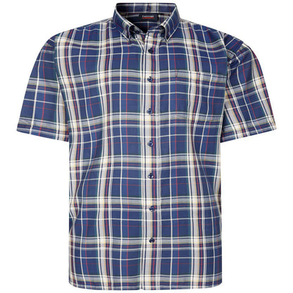 Espionage Plus Size Sh447 Check Short Sleeve Shirt Navy
