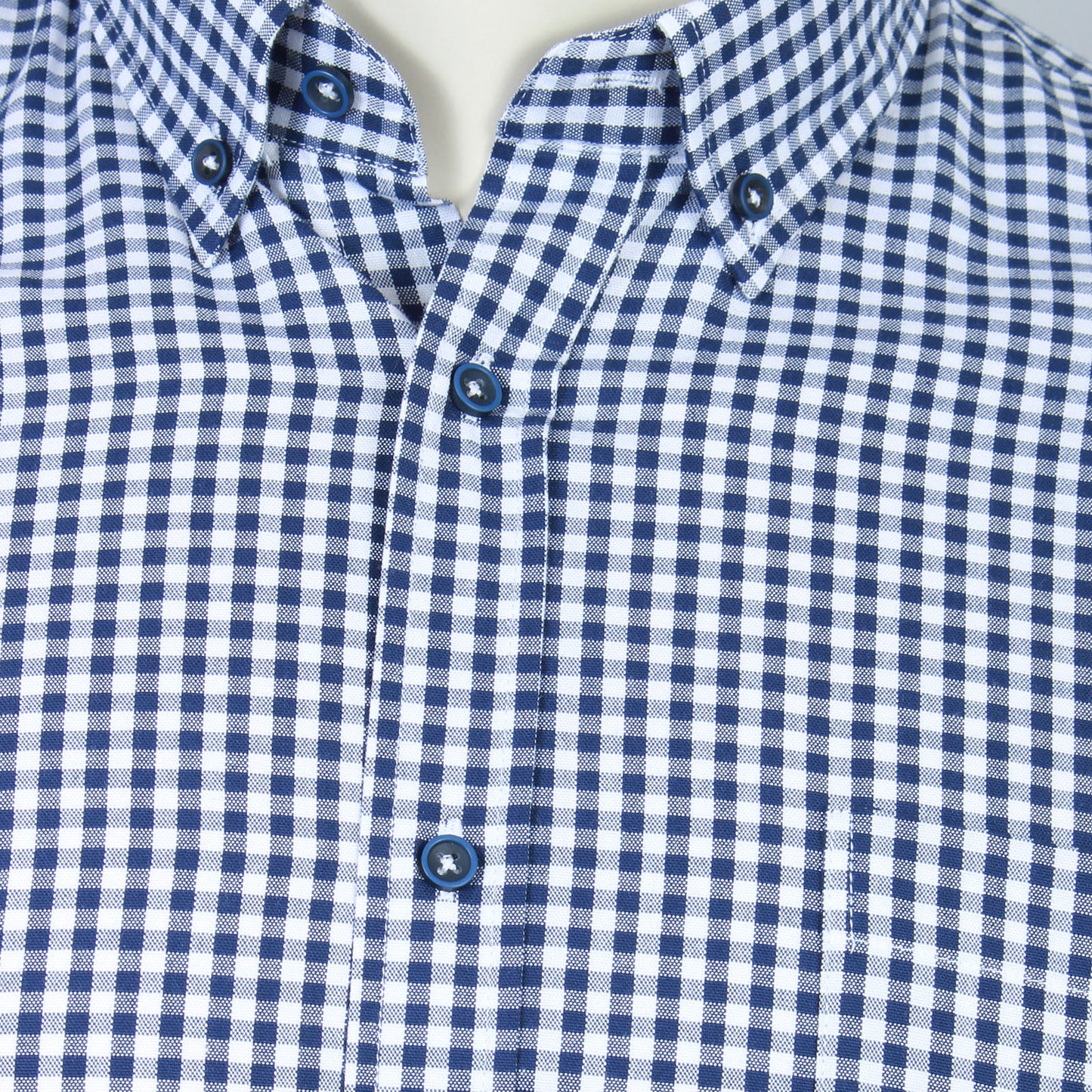 Kam Jeans Plus Size Kbs 6351 Classic Gingham Long Sleeve Shirt Navy