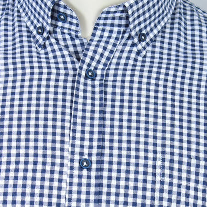 Kam Jeans Plus Size Kbs 6351 Classic Gingham Long Sleeve Shirt Navy