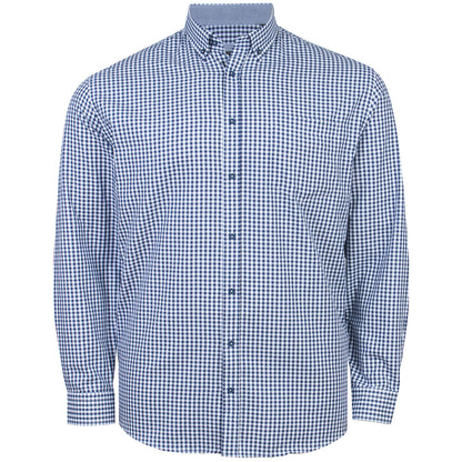 Kam Jeans Plus Size Kbs 6351 Classic Gingham Long Sleeve Shirt Navy