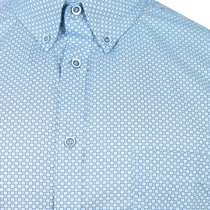 Kam Jeans Plus Size Kbs6361 Geo Print Short Sleeve Shirt Sky Blue