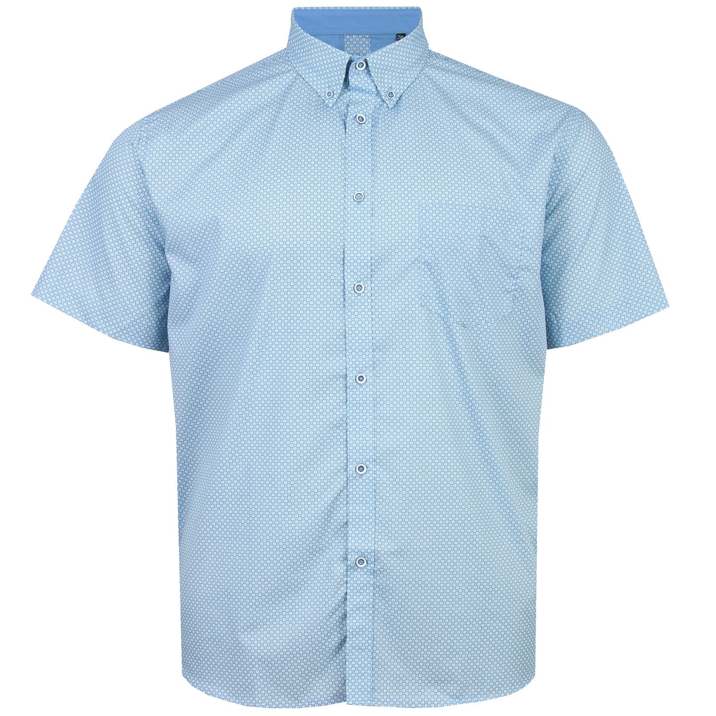 Kam Jeans Plus Size Kbs6361 Geo Print Short Sleeve Shirt Sky Blue