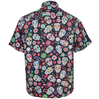 Kam Jeans Plus Size Kbs6069 Skull Print Short Sleeve Shirt Black