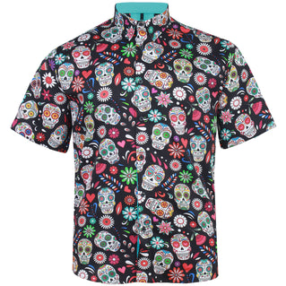 Kam Jeans Plus Size Kbs6069 Skull Print Short Sleeve Shirt Black