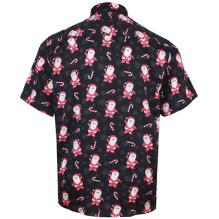 Kam Jeans Plus Size Kbsx037 Santa Snow Flake Print Xmas Shirt Black