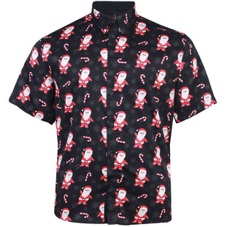 Kam Jeans Plus Size Kbsx037 Santa Snow Flake Print Xmas Shirt Black