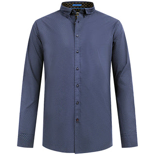 D555 Plus Size Middlesborough Micro Aop Long Sleeve Shirt Navy