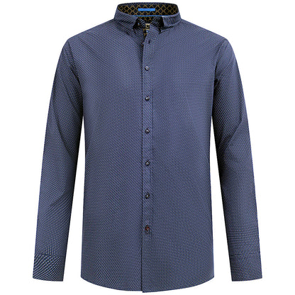 D555 Plus Size Middlesborough Micro Aop Long Sleeve Shirt Navy