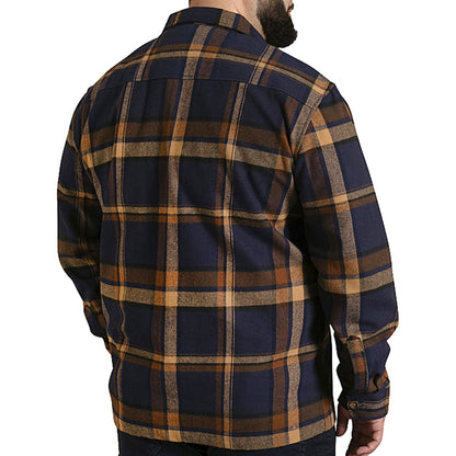 D555 Plus Size Aldershot Check Overshirt Shacket Navy Tan