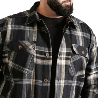 D555 Plus Size Falkirk Check Overshirt Shacket Black/Grey