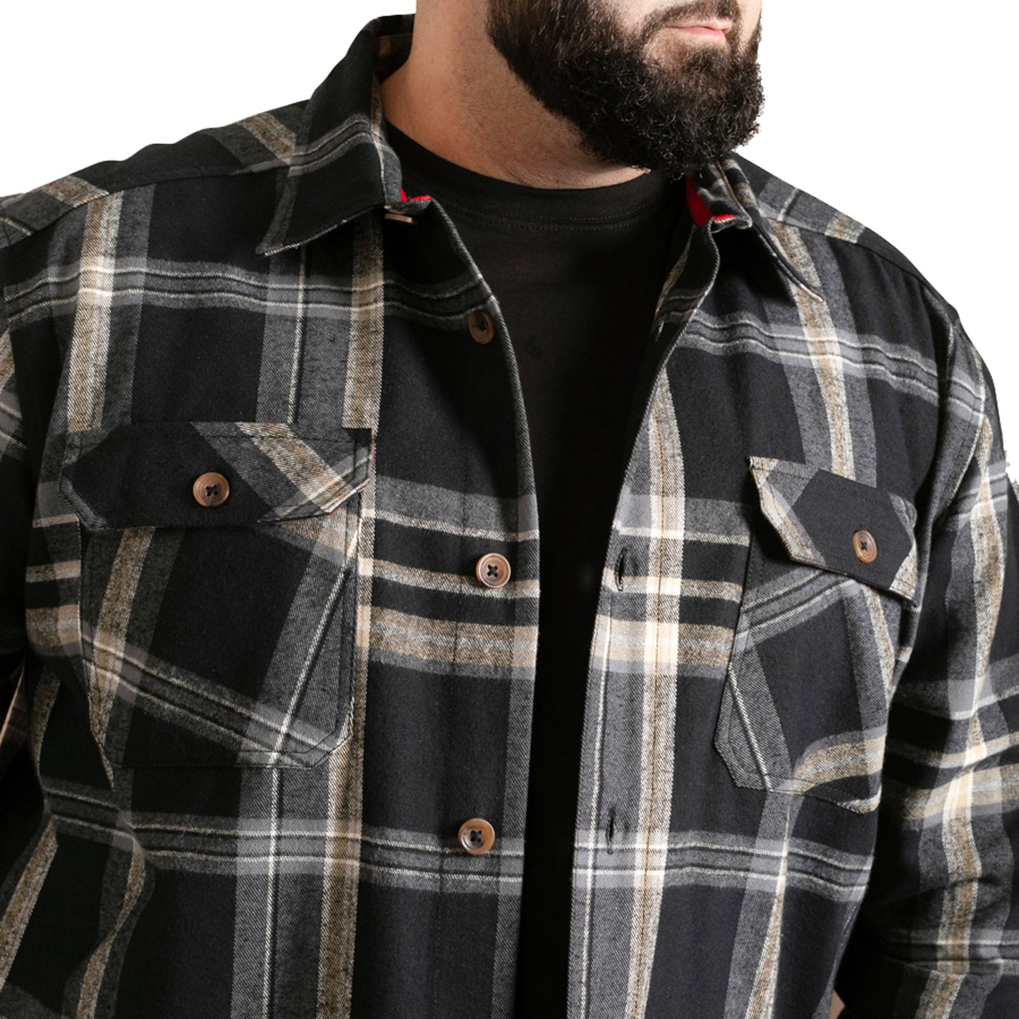 D555 Plus Size Falkirk Check Overshirt Shacket Black/Grey
