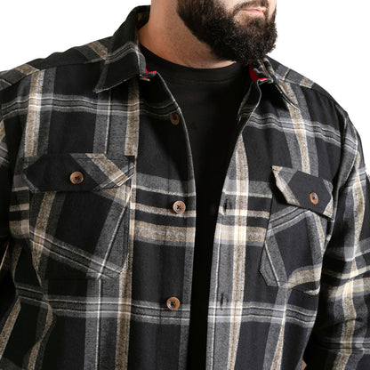D555 Plus Size Falkirk Check Overshirt Shacket Black/Grey