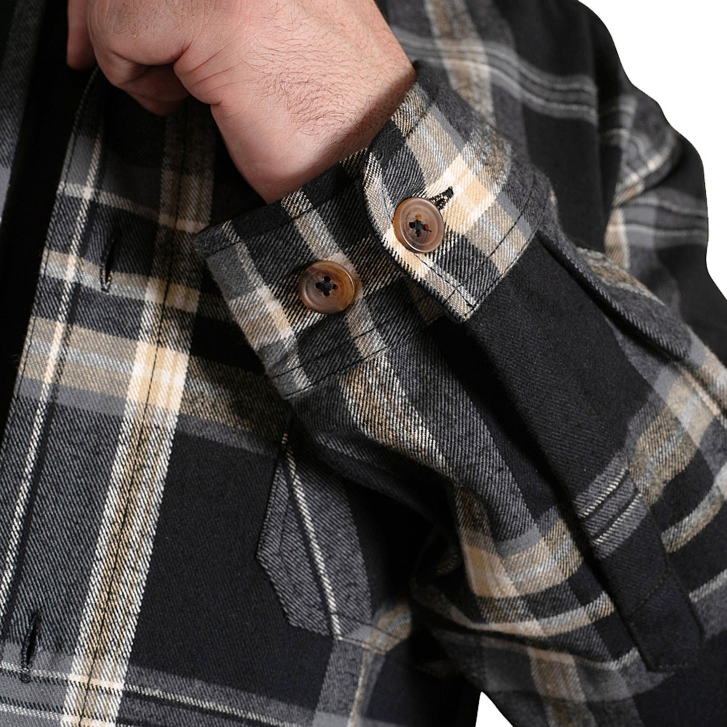 D555 Plus Size Falkirk Check Overshirt Shacket Black/Grey