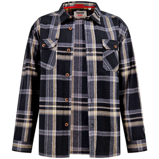 D555 Plus Size Falkirk Check Overshirt Shacket Black/Grey
