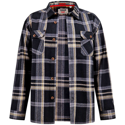 D555 Plus Size Falkirk Check Overshirt Shacket Black/Grey