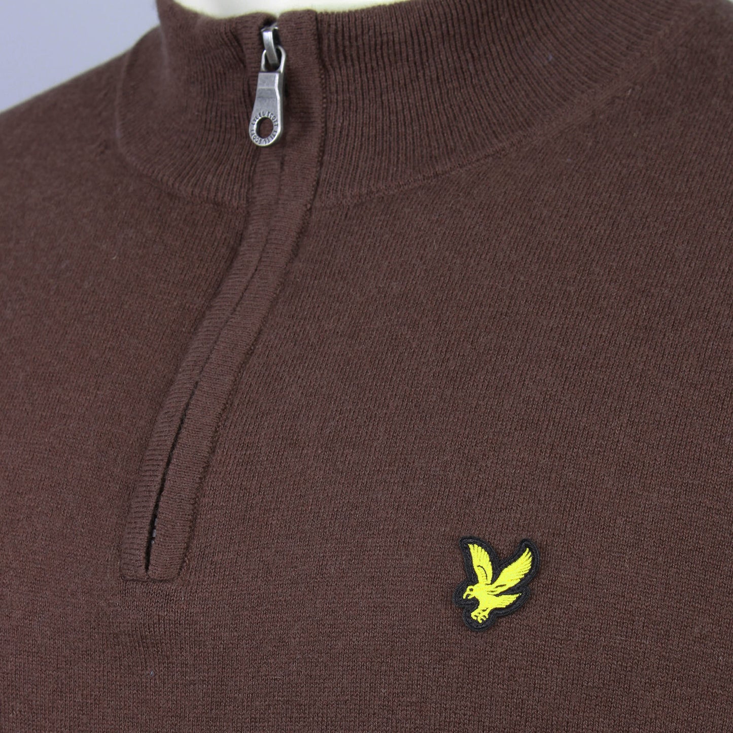 Lyle & Scott Plus Size Cotton Merino Quarter Zip Jumper Espresso