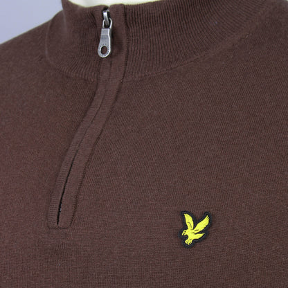 Lyle & Scott Plus Size Cotton Merino Quarter Zip Jumper Espresso