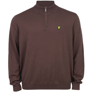 Lyle & Scott Plus Size Cotton Merino Quarter Zip Jumper Espresso