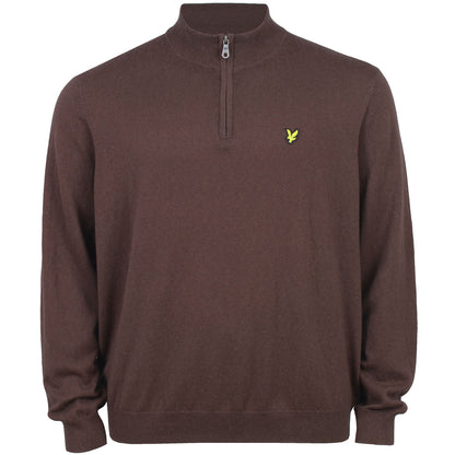 Lyle & Scott Plus Size Cotton Merino Quarter Zip Jumper Espresso