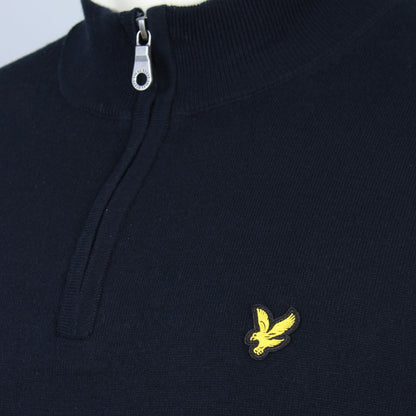 Lyle & Scott Plus Size Cotton Merino Quarter Zip Jumper Dark Navy