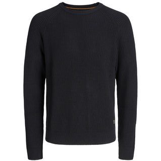 Jack & Jones Plus Size Pannel Plain Crew Knitwear Black