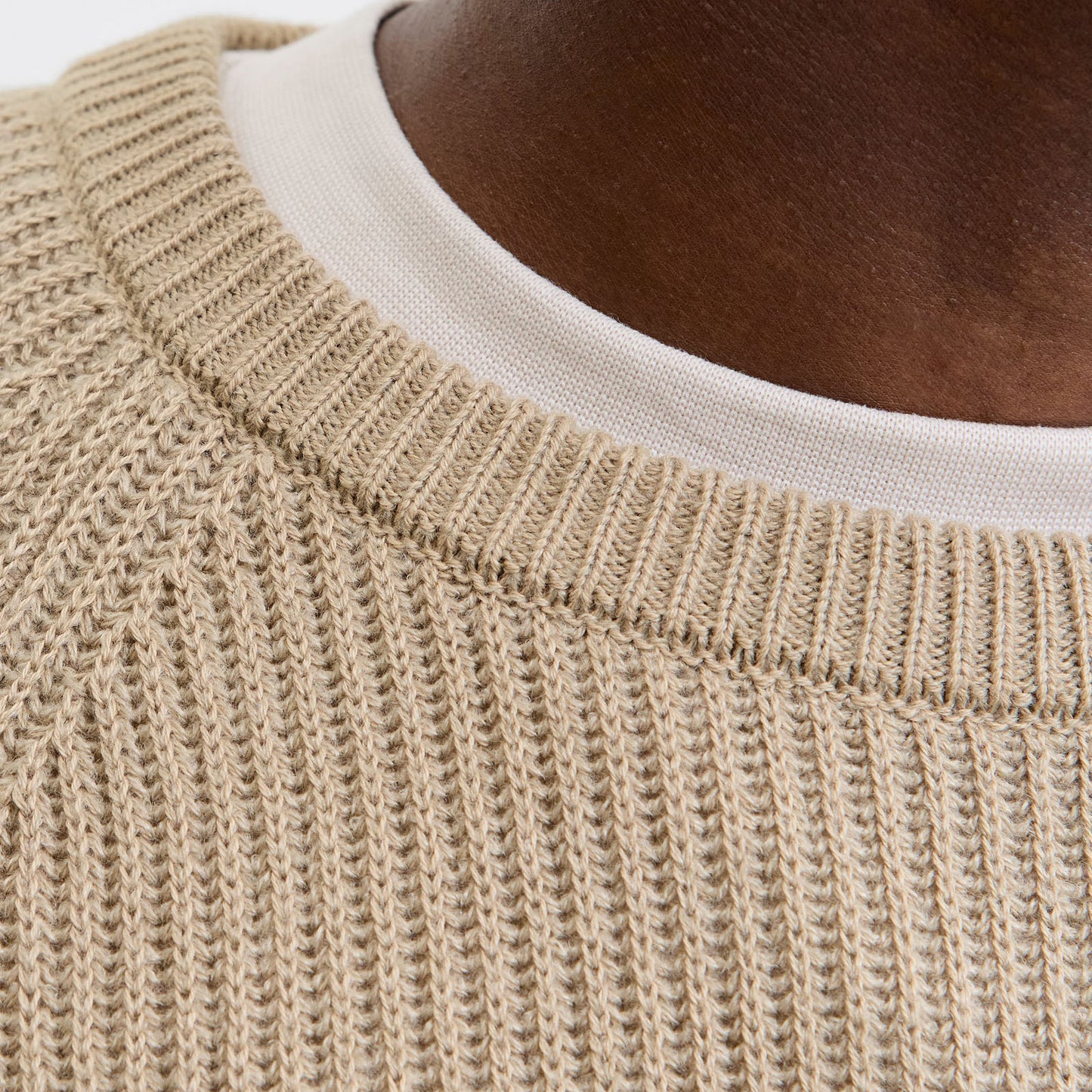 Jack & Jones Plus Size Pannel Plain Crew Knitwear Crockery