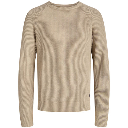 Jack & Jones Plus Size Pannel Plain Crew Knitwear Crockery