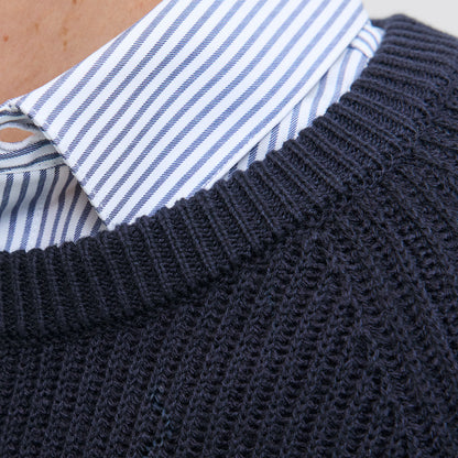 Jack & Jones Plus Size Pannel Plain Crew Knitwear Sky Captain